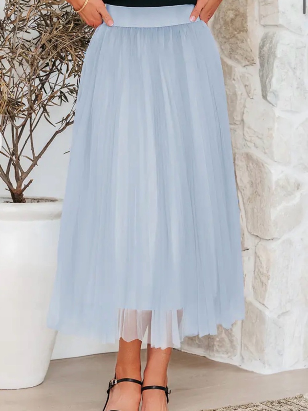 NWT Cupshe Light Blue Tulle Midi Skirt, Size Large